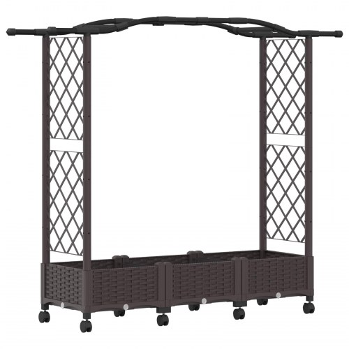 Hævet bed med espalier og hjul - brun 169 × 40 × 129 cm PP