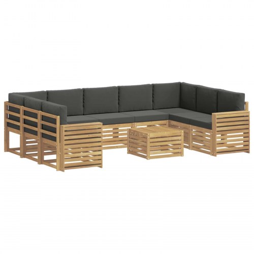 Udendørs modulært loungesæt i akacietræ - hvid/antracit, 10 dele, 59 × 59 × 37 cm