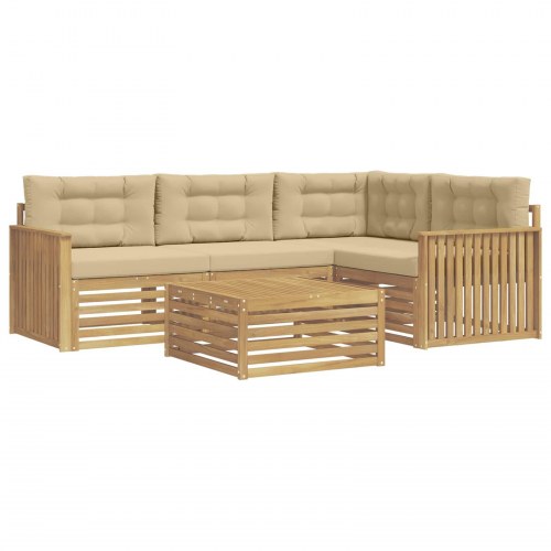 Udendørs sofagruppe i akacietræ - 5 dele, hvid/beige, 79 × 79 × 37 cm