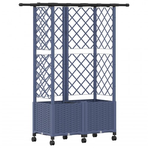 Hævet bed med trellis og tag - grå PP, 124 × 40 × 142 cm
