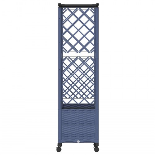 Hævet bed med trellis og tag - grå PP, 124 × 40 × 142 cm