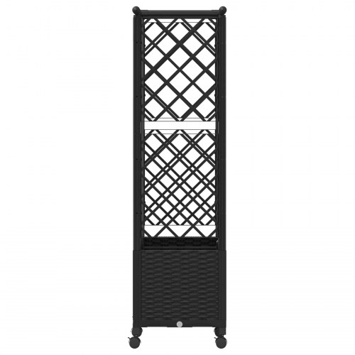 Hævet bed med trellis og tag - sort PP, 124 × 40 × 142 cm