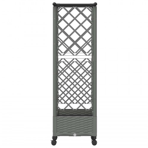 Hævet bed med trellis og tag - lysegrå 122,5 × 40 × 127 cm, PP