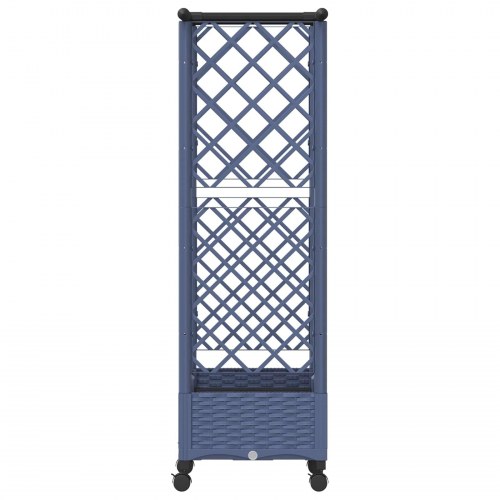 Hævet bed med trellis og tag - grå PP, 122,5 × 40 × 127 cm