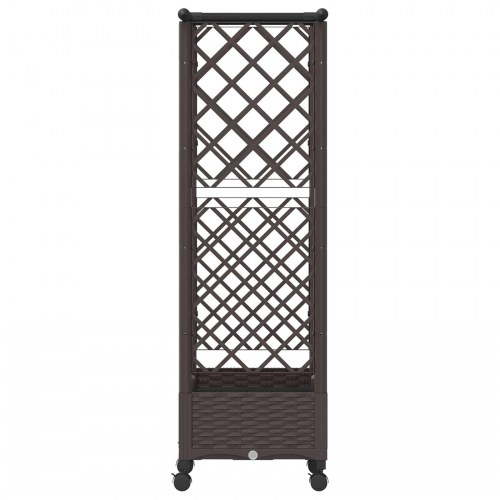 Hævet bed med trellis og tag - brun 122,5 × 40 × 127 cm (PP)