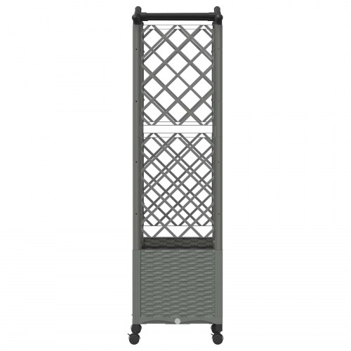 Hævet bed med trellis og tag - lysegrå PP 122 × 40 × 144 cm