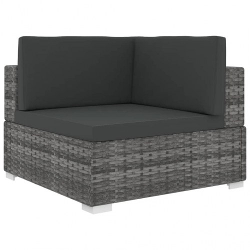 Hjørnemodul til havesofa med hynder - polyrattan, grå