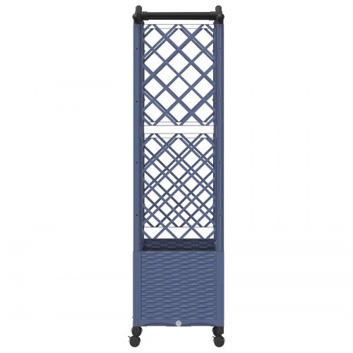 Hævet bed med trellis og tag - grå PP, 122 × 40 × 144 cm, på hjul