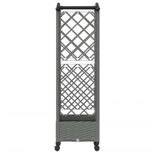 Hævet bed med trellis og tag - lysegrå 124 × 40 × 129 cm (PP)