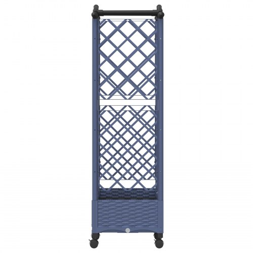 Hævet bed med trellis og tag - grå 124 × 40 × 129 cm, PP på hjul
