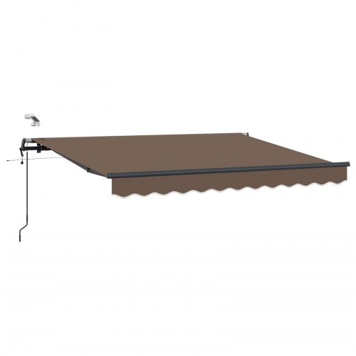Markise gråbrun 450 × 350 cm - polyester med LED og fjernbetjening