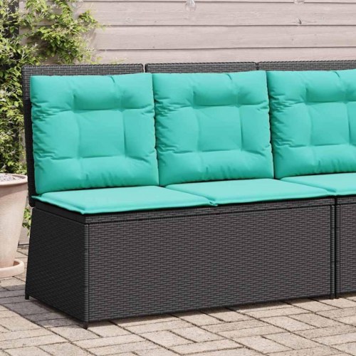 Havebænk i sort polyrattan - vippefunktion, 2-personers