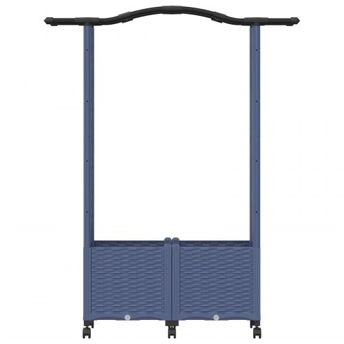 Hævet bed med trellis og tag - grå PP, 125 × 40 × 144 cm