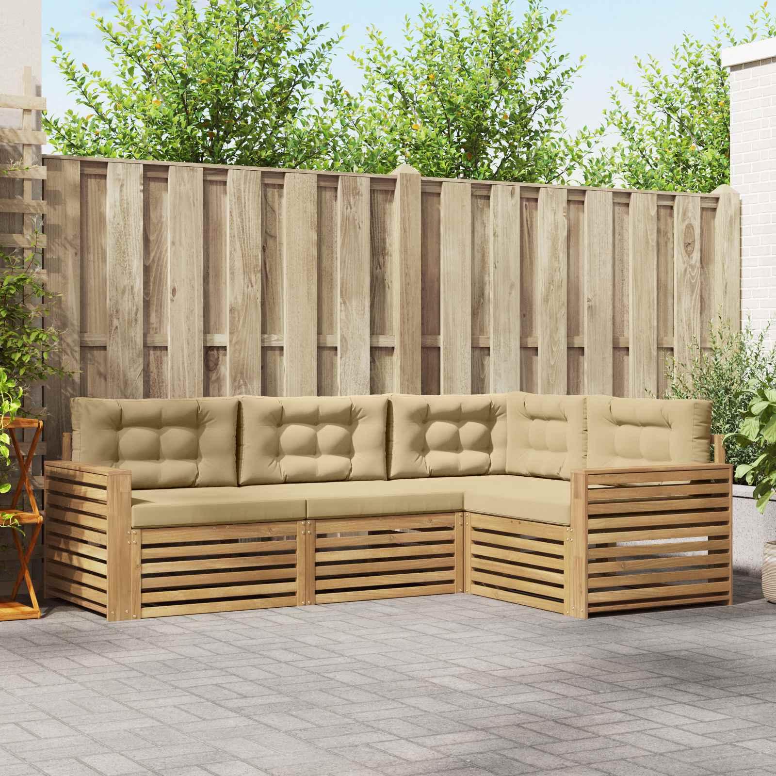 Udendørs sofagruppe - 4-delt hjørnesæt i hvid og beige, 251,5 x 172,5 x 73 cm billede