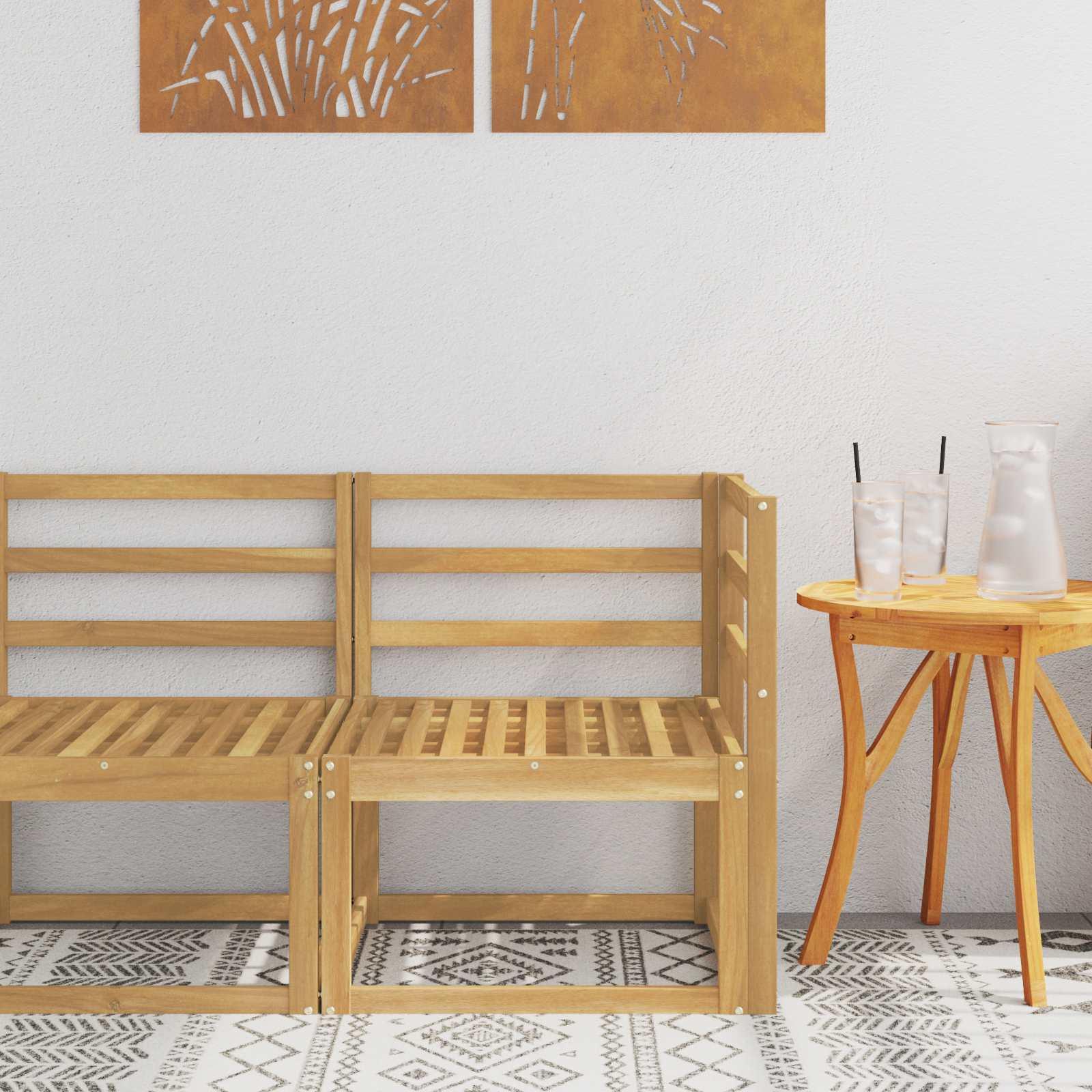 Udendørs hjørnesektion i massivt akacietræ - hvid, 63 × 63 × 73 cm