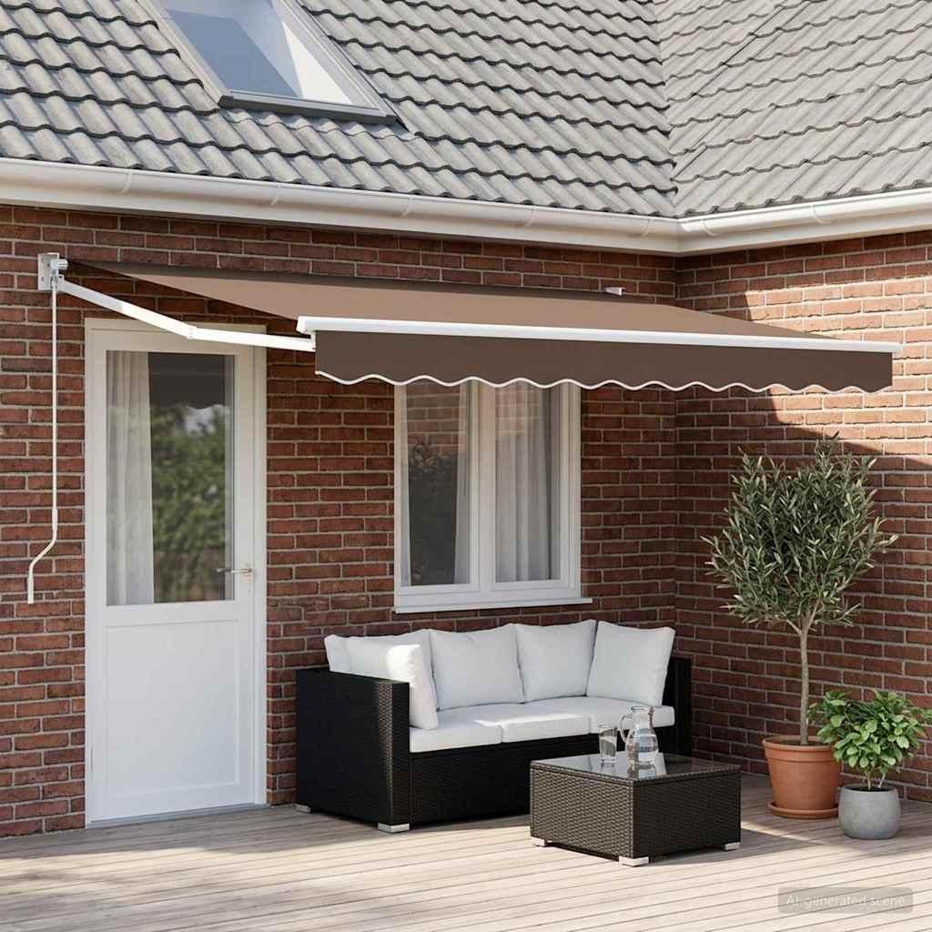 Udtrækkelig markise 4 × 2 m - gråbrun, 100% polyester og aluminium billede