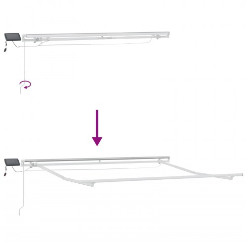 Udtrækkelig markise - gråbrun 450 × 350 cm i stof og aluminium med solcelle-LED
