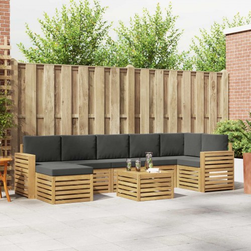 Udendørs sofagruppe i akacietræ - 8-pers. modulsofa med bord, hvid/antracit 59 × 59 × 37 cm