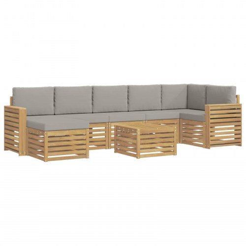 Udendørs sofagruppe i akacietræ - 8 personer, hvid/lysegrå, 59 × 59 × 37 cm