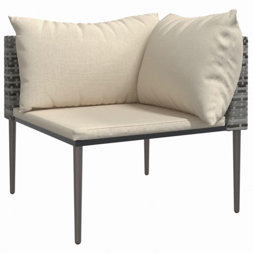 Loungesæt til haven - 3 dele i grå polyrattan med beige hynder