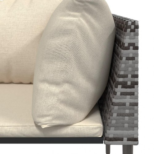 Loungesæt til haven - 3 dele i grå polyrattan med beige hynder