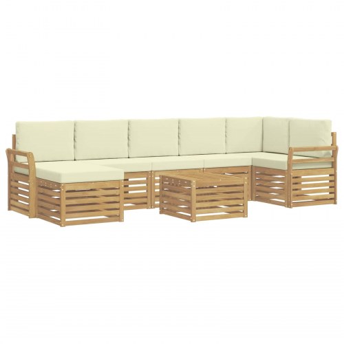 Udendørs sofagruppe i akacietræ - 8-pers. hvid/creme 59 × 59 × 37 cm