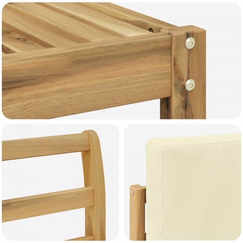 Udendørs sofagruppe i akacietræ - 8-pers. hvid/creme 59 × 59 × 37 cm