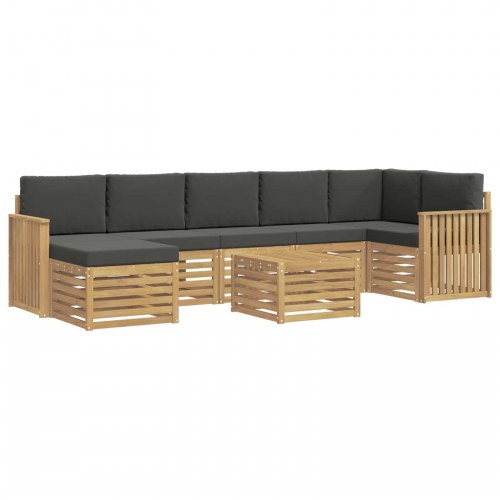 Udendørs modulær sofagruppe i akacietræ - 8 pers., hvid/antracit, 59 × 59 × 37 cm