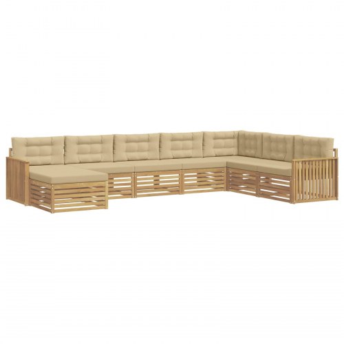 Udendørs sofagruppe - 8 dele i hvid og beige, massivt akacietræ