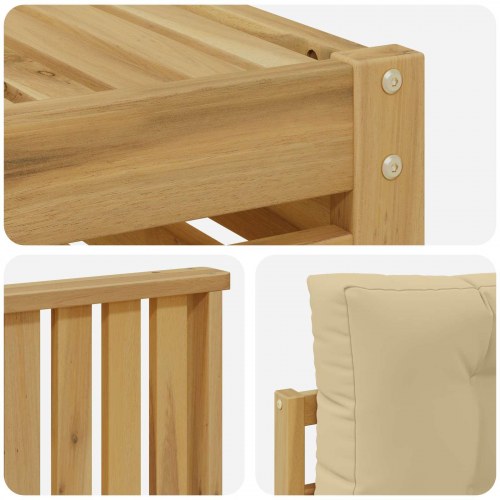 Udendørs sofagruppe - 8 dele i hvid og beige, massivt akacietræ