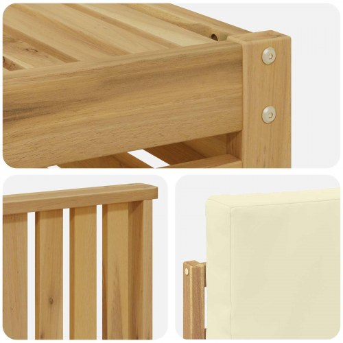 Udendørs sofagruppe i akacietræ - 8-pers. modulsofa med bord, hvid/creme 59 × 59 × 37 cm