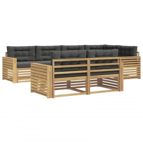 Udendørs sofagruppe - 7-pers. i akacietræ, hvid/antracit, 331 × 172,5 × 73 cm