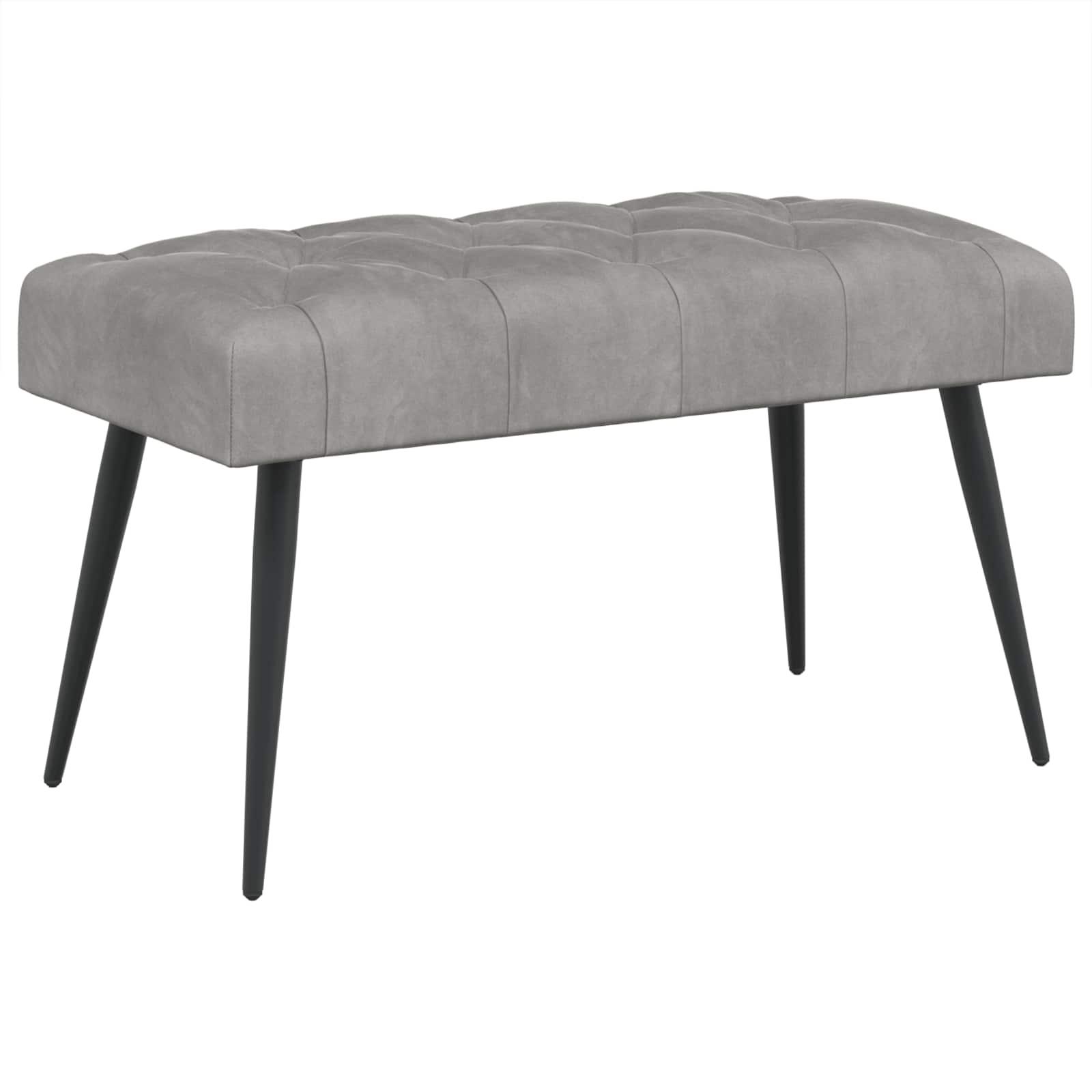 Bænk i fløjl med knap-tufting - lysegrå 80 × 40 × 46 cm billede