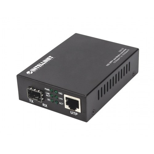 Intellinet mediekonverter - 10GBase‑T til 10GBase‑R, 1 x SFP+ og 1 x 10G RJ45
