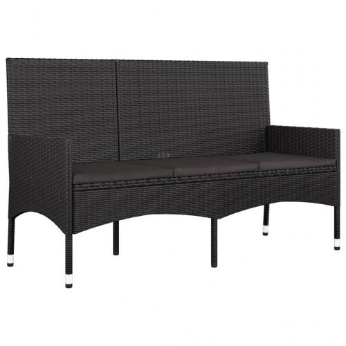 Loungesæt til haven 4 dele med hynder polyrattan sort (OUTLET A)