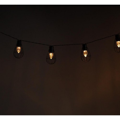 Solcelle lyskæde med pærecages - 10 LED, 3,8 m, IP44