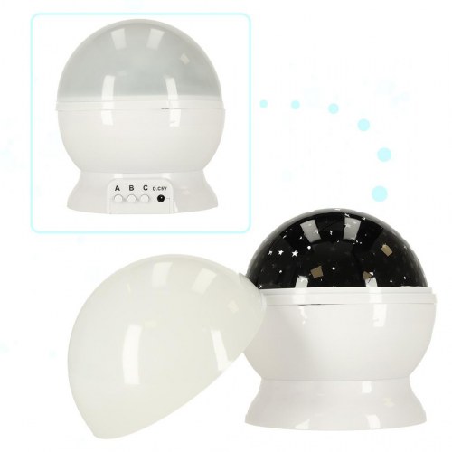 Stjerneprojektor natlampe 2‑i‑1 med USB - hvid