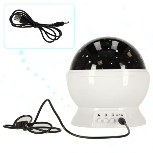 Stjerneprojektor natlampe 2‑i‑1 med USB - hvid