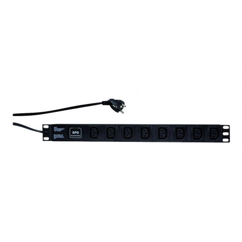 LogiLink PDU 19" 1U - 8 x IEC C13, 16 A, sort - 2 m