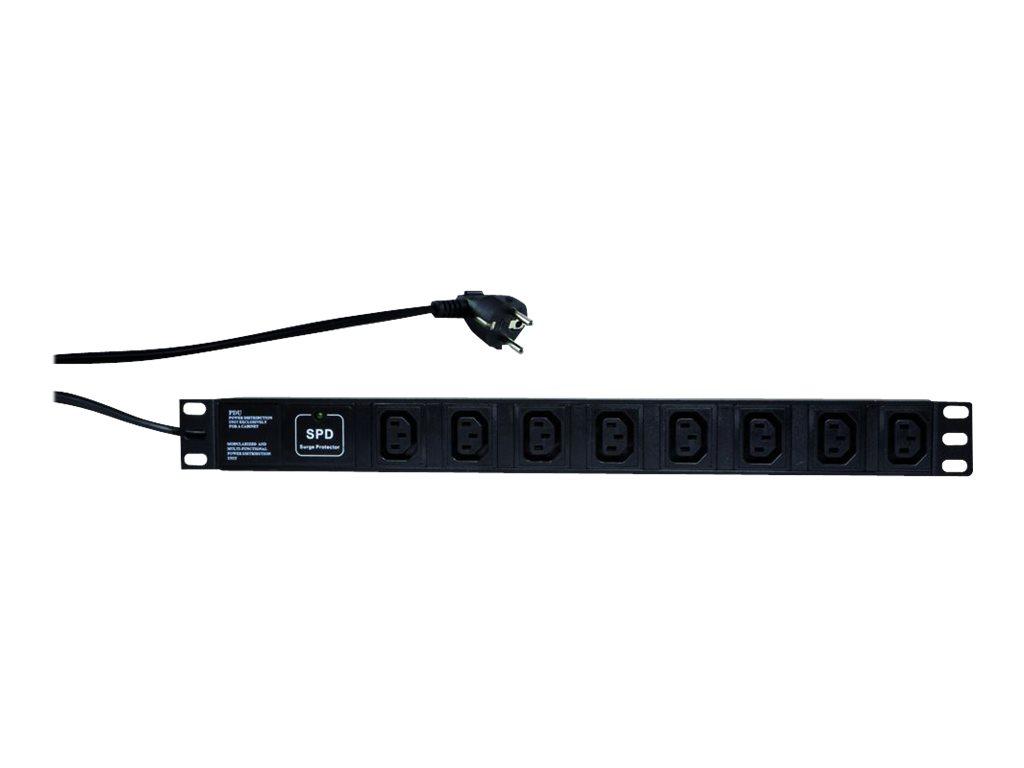 LogiLink PDU 19" 1U - 8 x IEC C13, 16 A, sort - 2 m