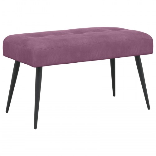 Bænk med knaptuftering i velour - lilla, 80 × 40 × 46 cm