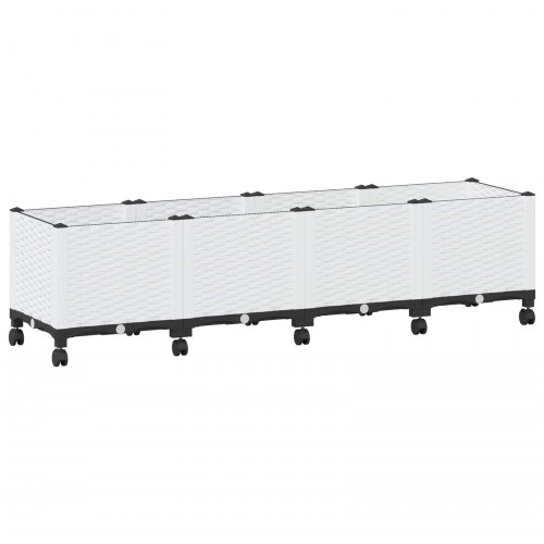Havekrukke med hjul - hvid plantekasse i PP 160 × 40 × 48 cm