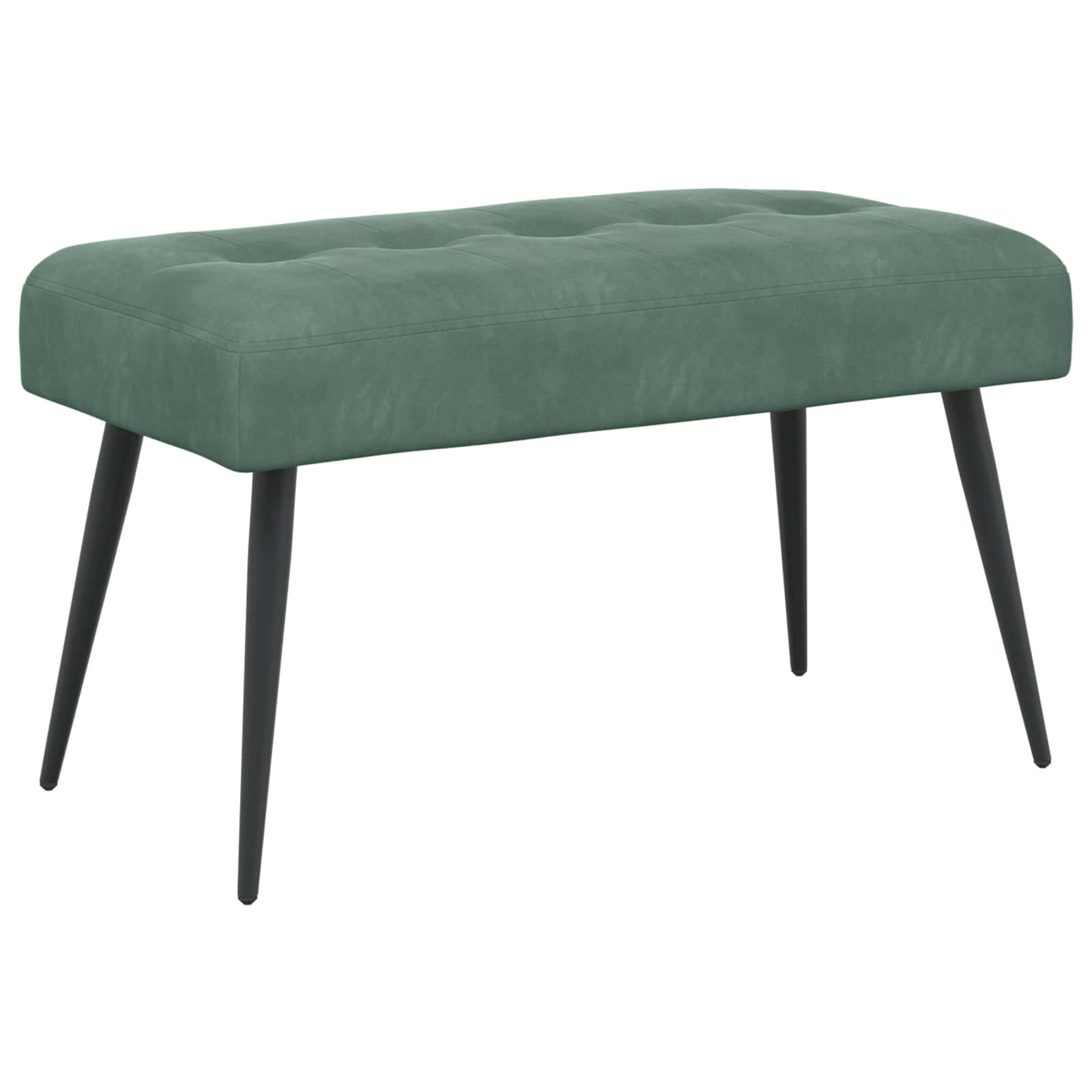 Bænk med knap-tufting i velour - havgrøn, 80 × 40 × 46 cm