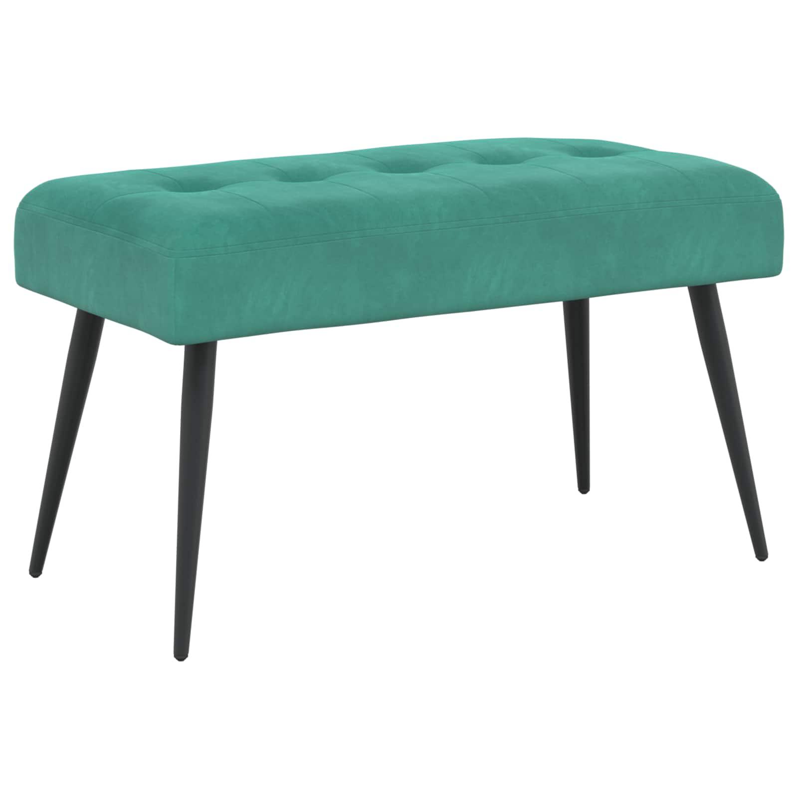 Polstret bænk med knaptuftering - turkis velour 80 × 40 × 46 cm