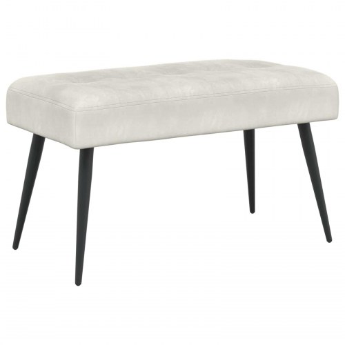 Bænk med knap-tufting i velour - creme, 80 × 40 × 46 cm