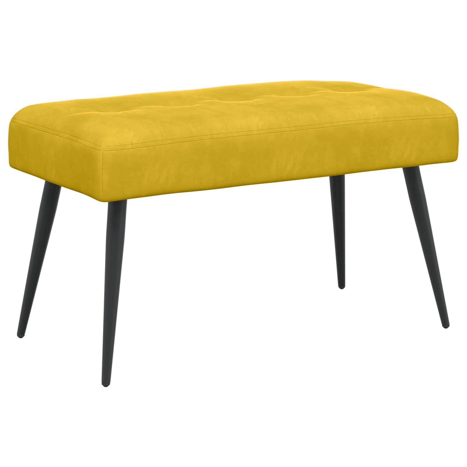 Polstret bænk med knap-tufting - gul velour 80 × 40 × 46 cm