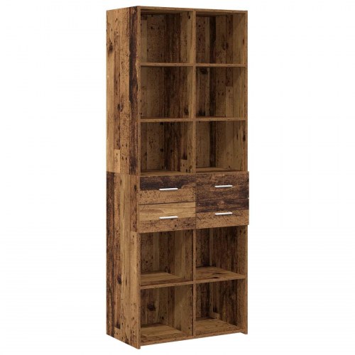 Bogreol i gammelt trælook - 30 × 42,4 × 185,2 cm med skuffer