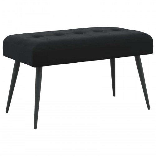 Bænk med knap-tufting i velour - sort, 80 × 40 × 46 cm