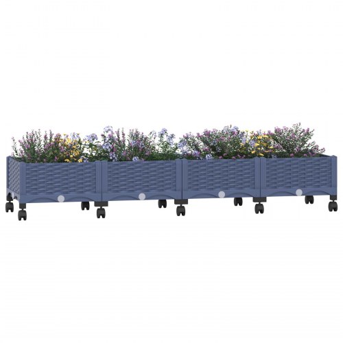 Havekrukke med hjul - blågrå PP, 160 × 40 × 33 cm