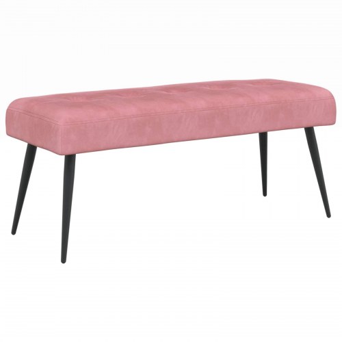 Bænk med knapstikning i velour - lyserød, 80 × 40 × 46 cm